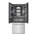 ZLINE 36-Inch 19.6 Cu. Ft. French Door Built-In Bottom Freezer Refrigerator with Water Dispenser and Ice Maker in Satin Stainless Steel with Graphite Gray Interior (GRBIV-SN-36)