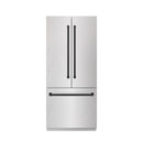 ZLINE Autograph Edition 36-Inch 19.6 Cu. Ft. French Door Built-In Bottom Freezer Refrigerator with Water Dispenser and Ice Maker in Satin Stainless Steel with Graphite Gray Interior and Matte Black Accents (GRBIVZ-SN-36-MB)