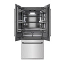 ZLINE Autograph Edition 36-Inch 19.6 Cu. Ft. French Door Built-In Bottom Freezer Refrigerator with Water Dispenser and Ice Maker in Satin Stainless Steel with Graphite Gray Interior and Matte Black Accents (GRBIVZ-SN-36-MB)