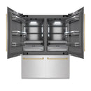 ZLINE Autograph Edition 60-Inch 32.2 Cu. Ft. French Door Built-In Bottom Freezer Refrigerator with Water Dispenser and Ice Maker in Satin Stainless Steel with Graphite Gray Interior and Champagne Bronze Accents (GRBIVZ-SN-60-CB)
