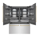 ZLINE Autograph Edition 60-Inch 32.2 Cu. Ft. French Door Built-In Bottom Freezer Refrigerator with Water Dispenser and Ice Maker in Satin Stainless Steel with Graphite Gray Interior and Champagne Bronze Accents (GRBIVZ-SN-60-CB)