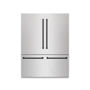 ZLINE Autograph Edition 60-Inch 32.2 Cu. Ft. French Door Built-In Bottom Freezer Refrigerator with Water Dispenser and Ice Maker in Satin Stainless Steel with Graphite Gray Interior and Matte Black Accents (GRBIVZ-SN-60-MB)
