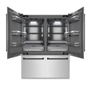 ZLINE Autograph Edition 60-Inch 32.2 Cu. Ft. French Door Built-In Bottom Freezer Refrigerator with Water Dispenser and Ice Maker in Satin Stainless Steel with Graphite Gray Interior and Matte Black Accents (GRBIVZ-SN-60-MB)
