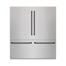 ZLINE Autograph Edition 72-Inch 39.6 Cu. Ft. French Door Built-In Bottom Freezer Refrigerator with Water Dispensers and Ice Makers in Satin Stainless Steel and Matte Black Accents (RBITZ-SN-72-MB)