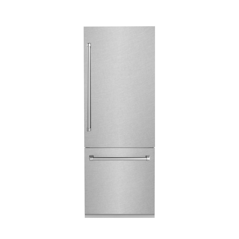 ZLINE 30-Inch 16.1 cu. ft. Built-In 2-Door Bottom Freezer Refrigerator with Internal Water and Ice Dispenser in DuraSnow Fingerprint Resistant Stainless Steel (RBIV-SN-30)