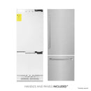 ZLINE 30-Inch 16.1 cu. ft. Built-In 2-Door Bottom Freezer Refrigerator with Internal Water and Ice Dispenser in Satin Stainless Steel Fingerprint Resistant Stainless Steel (RBIV-SN-30)