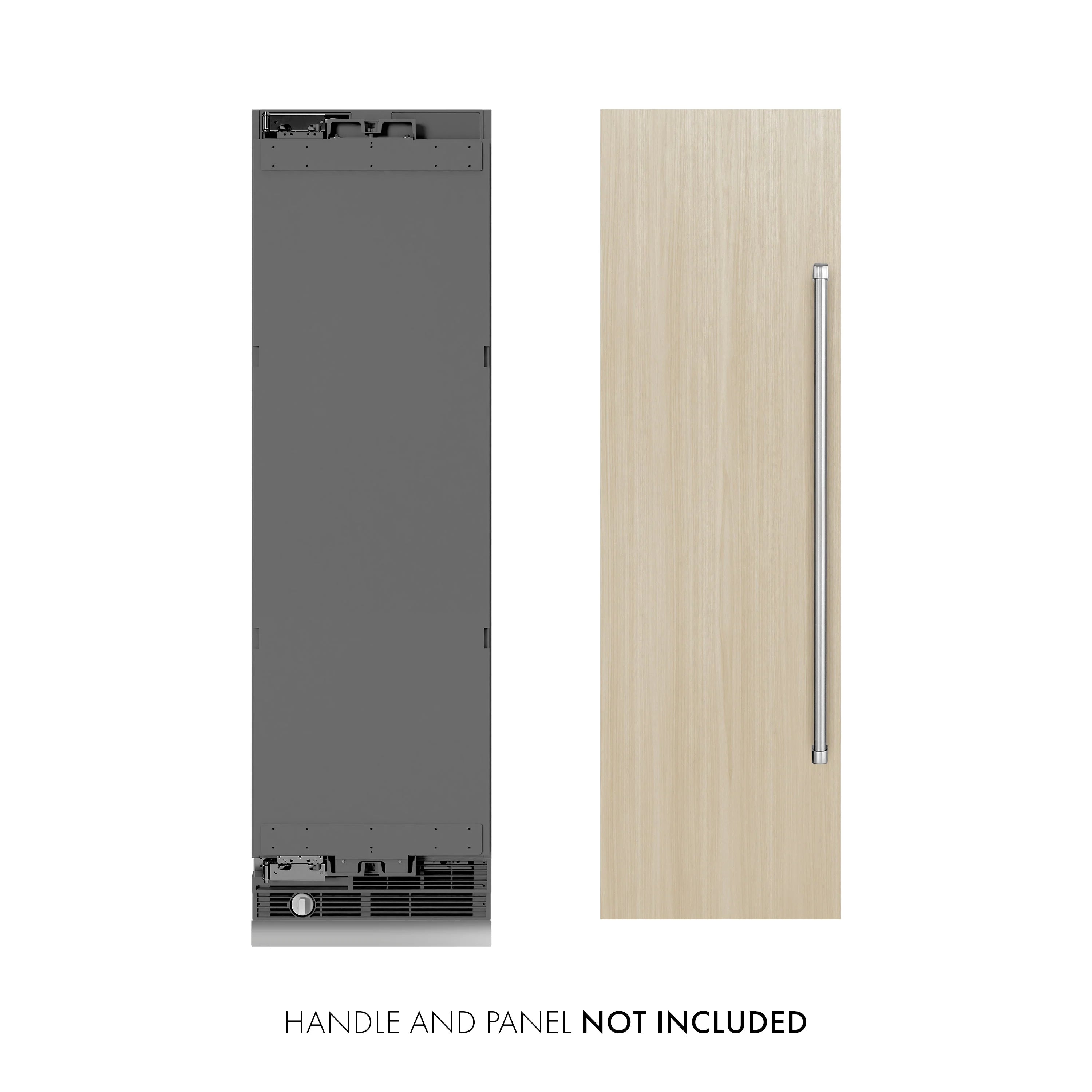 Panel-ready column freezer door panels: graphite gray and light wood (handle not included)