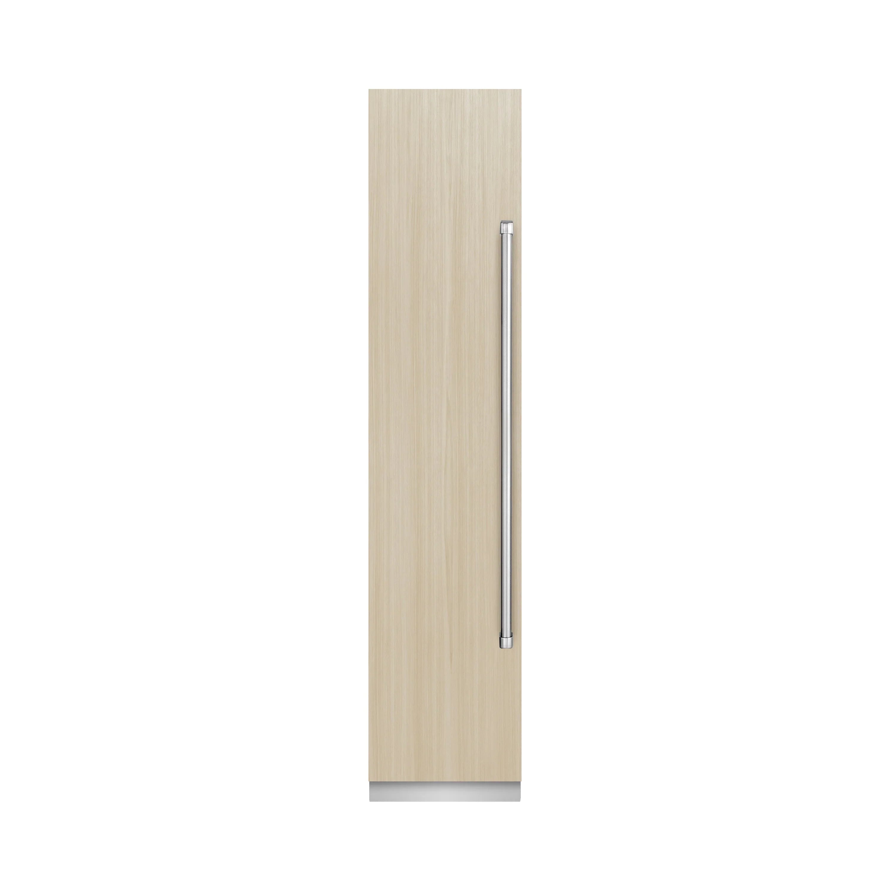 Wood panel-ready door with vertical metal handle for column refrigerator freezer