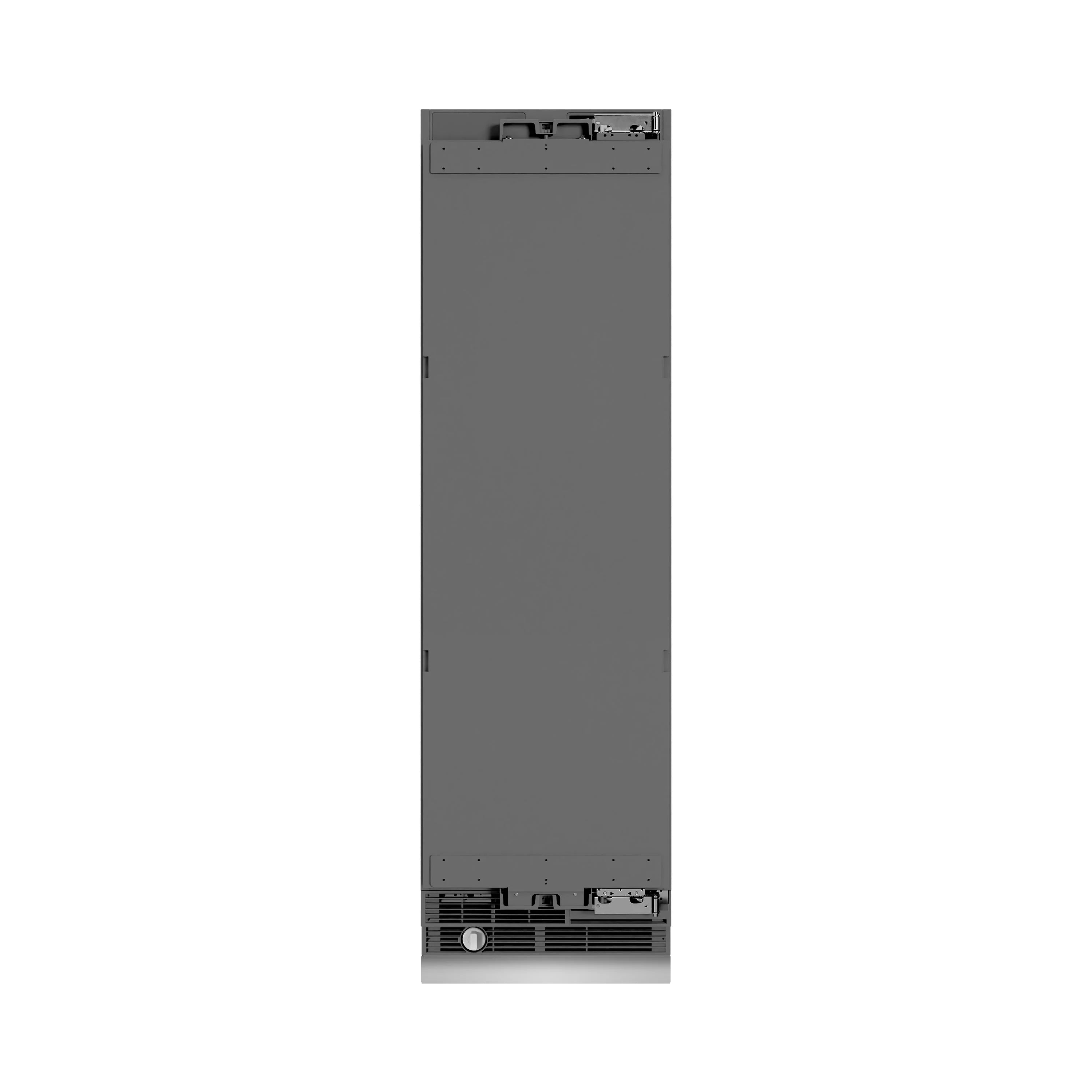 Panel-ready column refrigerator back panel with vents and mounting hardware