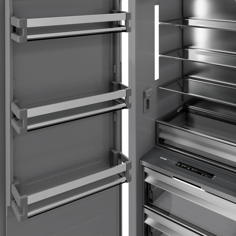 ZLINE Autograph Edition 24-Inch 12.5 Cu. Ft. Panel Ready Column Refrigerator with Graphite Gray Interior and Matte Black Accents (RBCRVZ-24-MB)