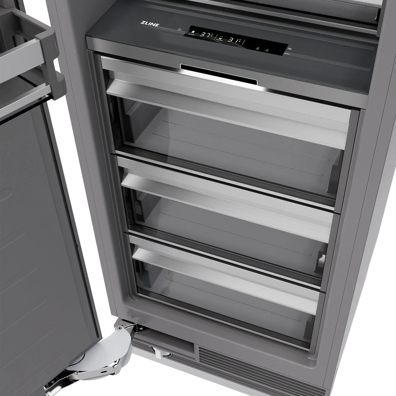 ZLINE Autograph Edition 24-Inch 12.5 Cu. Ft. Panel Ready Column Refrigerator with Graphite Gray Interior and Matte Black Accents (RBCRVZ-24-MB)