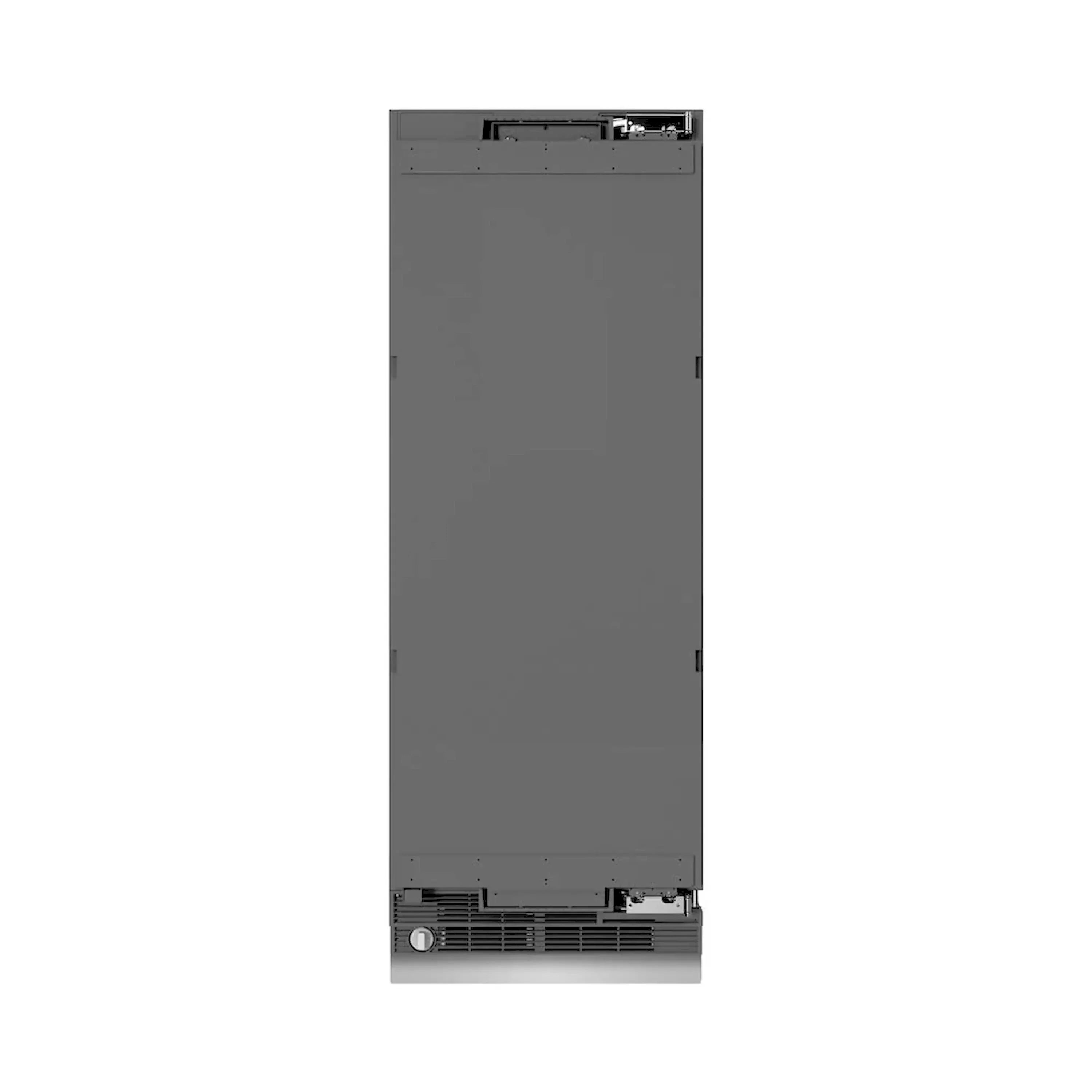 Panel-ready refrigerator/freezer rear housing view with access panel