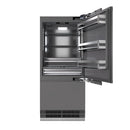 ZLINE 36-Inch 19.8 Cu. Ft. Built-In Bottom Freezer Refrigerator with Water Dispenser and Ice Maker with Graphite Gray Interior in Panel Ready (GRBIT-36)
