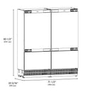 ZLINE 72-Inch 39.6 Cu. Ft. French Door Built-In Bottom Freezer Refrigerator with Water Dispensers and Ice Makers in Panel Ready with Graphite Gray Interior (GRBIT-72)
