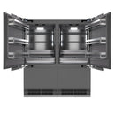 ZLINE Autograph Edition 72-Inch 39.6 Cu. Ft. French Door Built-In Bottom Freezer Refrigerator with Water Dispensers and Ice Makers in Panel Ready with Graphite Gray Interior and Champagne Bronze Accents (GRBITZ-72-CB)