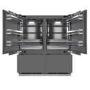 ZLINE Autograph Edition 72-Inch 39.6 Cu. Ft. French Door Built-In Bottom Freezer Refrigerator with Water Dispensers and Ice Makers in Panel Ready with Graphite Gray Interior and Champagne Bronze Accents (GRBITZ-72-CB)