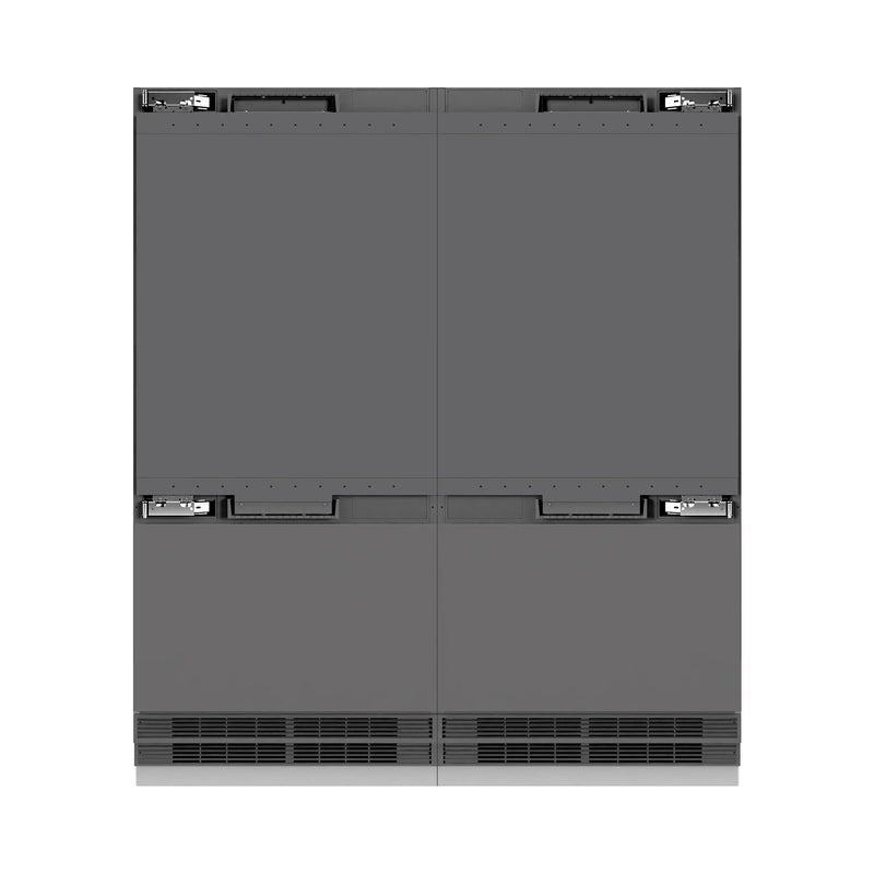 ZLINE Autograph Edition 72-Inch 39.6 Cu. Ft. French Door Built-In Bottom Freezer Refrigerator with Water Dispensers and Ice Makers in Panel Ready with Graphite Gray Interior and Champagne Bronze Accents (GRBITZ-72-CB)