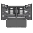 ZLINE Autograph Edition 72-Inch 39.6 Cu. Ft. French Door Built-In Bottom Freezer Refrigerator with Water Dispensers and Ice Makers in Panel Ready with Graphite Gray Interior and Matte Black Accents (GRBITZ-72-MB)