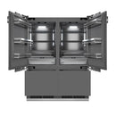 ZLINE Autograph Edition 60-Inch 32.2 Cu. Ft. French Door Built-In Bottom Freezer Refrigerator with Water Dispenser and Ice Maker in Panel Ready with Graphite Gray Interior and Polished Gold Accents (GRBIVZ-60-G)