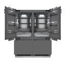 ZLINE Autograph Edition 60-Inch 32.2 Cu. Ft. French Door Built-In Bottom Freezer Refrigerator with Water Dispenser and Ice Maker in Panel Ready with Graphite Gray Interior and Matte Black Accents (GRBIVZ-60-MB)