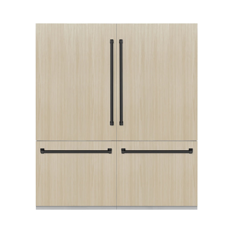 ZLINE Autograph Edition 72-Inch 39.6 Cu. Ft. French Door Built-In Bottom Freezer Refrigerator with Water Dispensers and Ice Makers in Panel Ready and Matte Black Accents (RBITZ-72-MB)