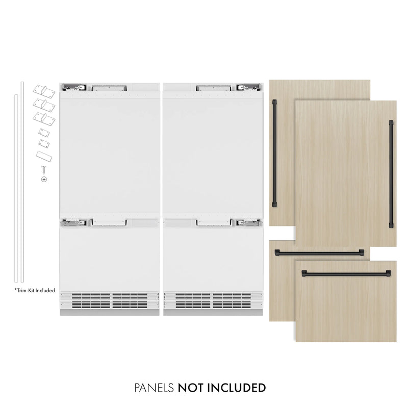 ZLINE Autograph Edition 72-Inch 39.6 Cu. Ft. French Door Built-In Bottom Freezer Refrigerator with Water Dispensers and Ice Makers in Panel Ready and Matte Black Accents (RBITZ-72-MB)