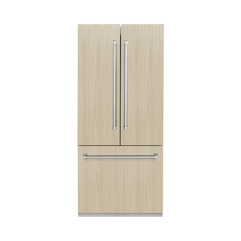 ZLINE 36-Inch Panel Ready 19.6 cu. Ft. Built-In 3-Door French Door Refrigerator with Internal Water and Ice Dispenser (RBIV-36)