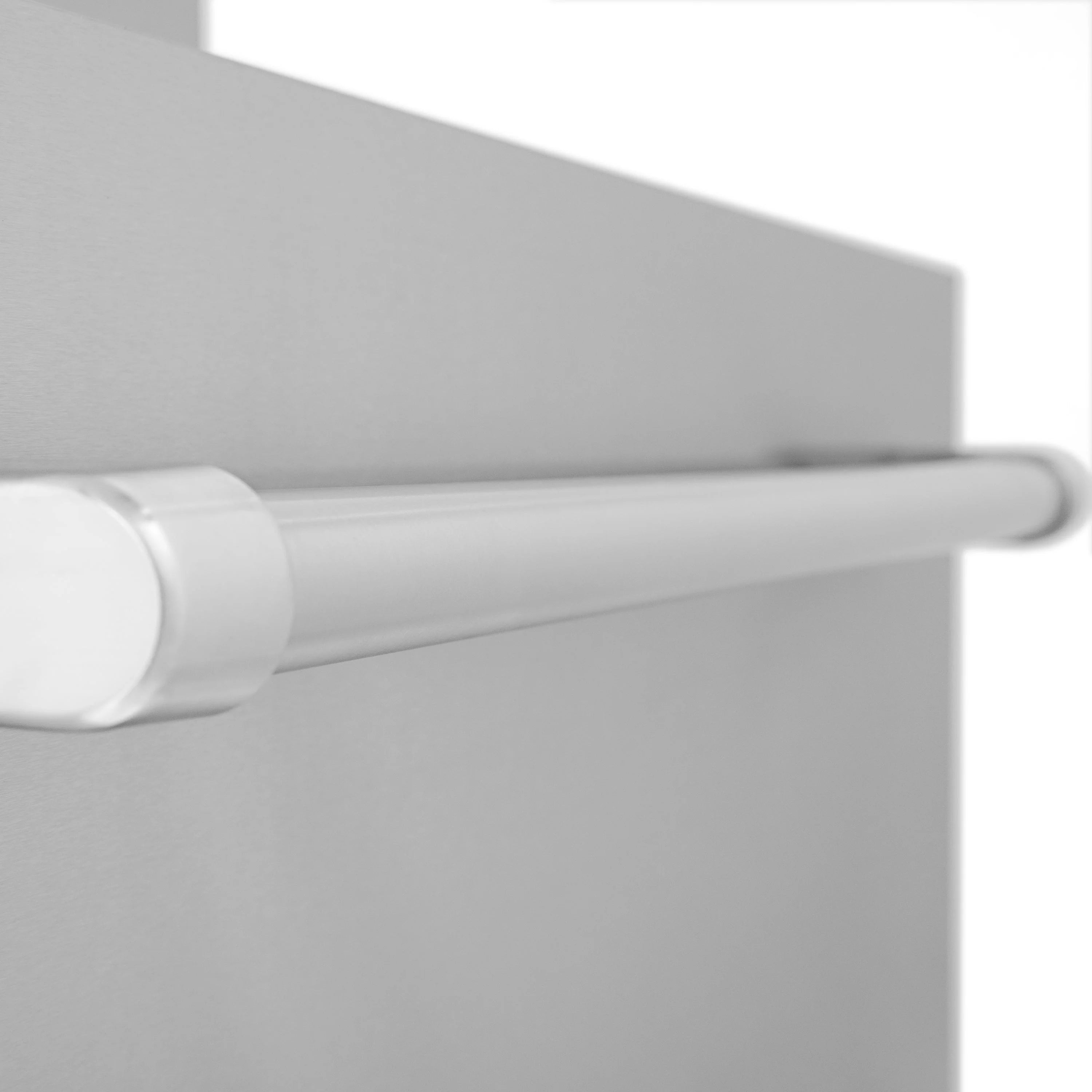 ZLINE built-in French door refrigerator, close-up of light-colored handle bar