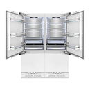 ZLINE 60-Inch Panel Ready Built-In 32.2 cu. ft. 4-Door French Door Refrigerator with Internal Water and Ice Dispenser, with Stainless Steel Handles (RBIV-60-SS)