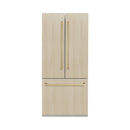 ZLINE Autograph Edition 36-Inch 19.6 cu. ft. Panel Ready French Door Built-In Bottom Freezer Refrigerator with Water Dispenser and Ice Maker with Stainless Steel Interior and Champagne Bronze Accents (SRBIVZ-36-CB)