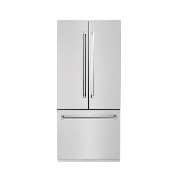 ZLINE 36-Inch 19.6 cu. ft. Built-In 2-Door Bottom Freezer Refrigerator with Internal Water and Ice Dispenser in DuraSnow Fingerprint Resistant Stainless Steel (RBIV-SN-36)