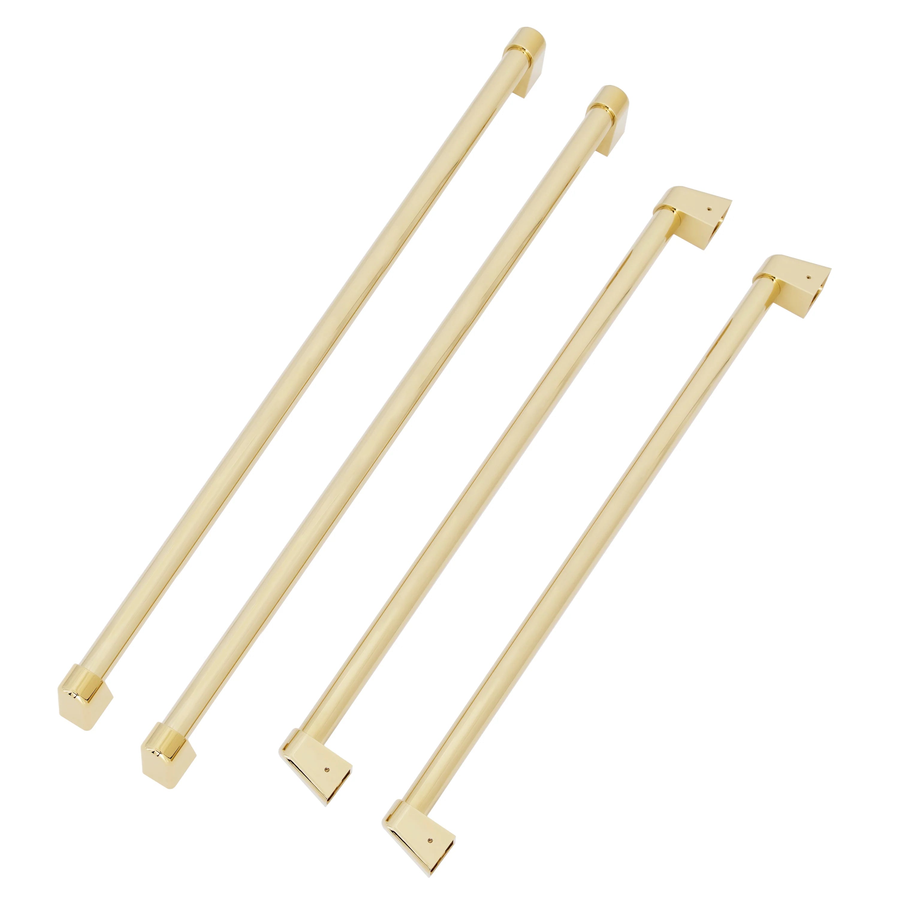 Built-in refrigerator handle set, gold bar pulls with square mounting brackets