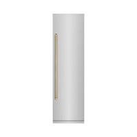 ZLINE Autograph Edition 24-Inch 12.5 Cu. Ft. Column Refrigerator in Stainless Steel with Graphite Gray Interior and Champagne Bronze Accents (RCRVZ-30424-CB)
