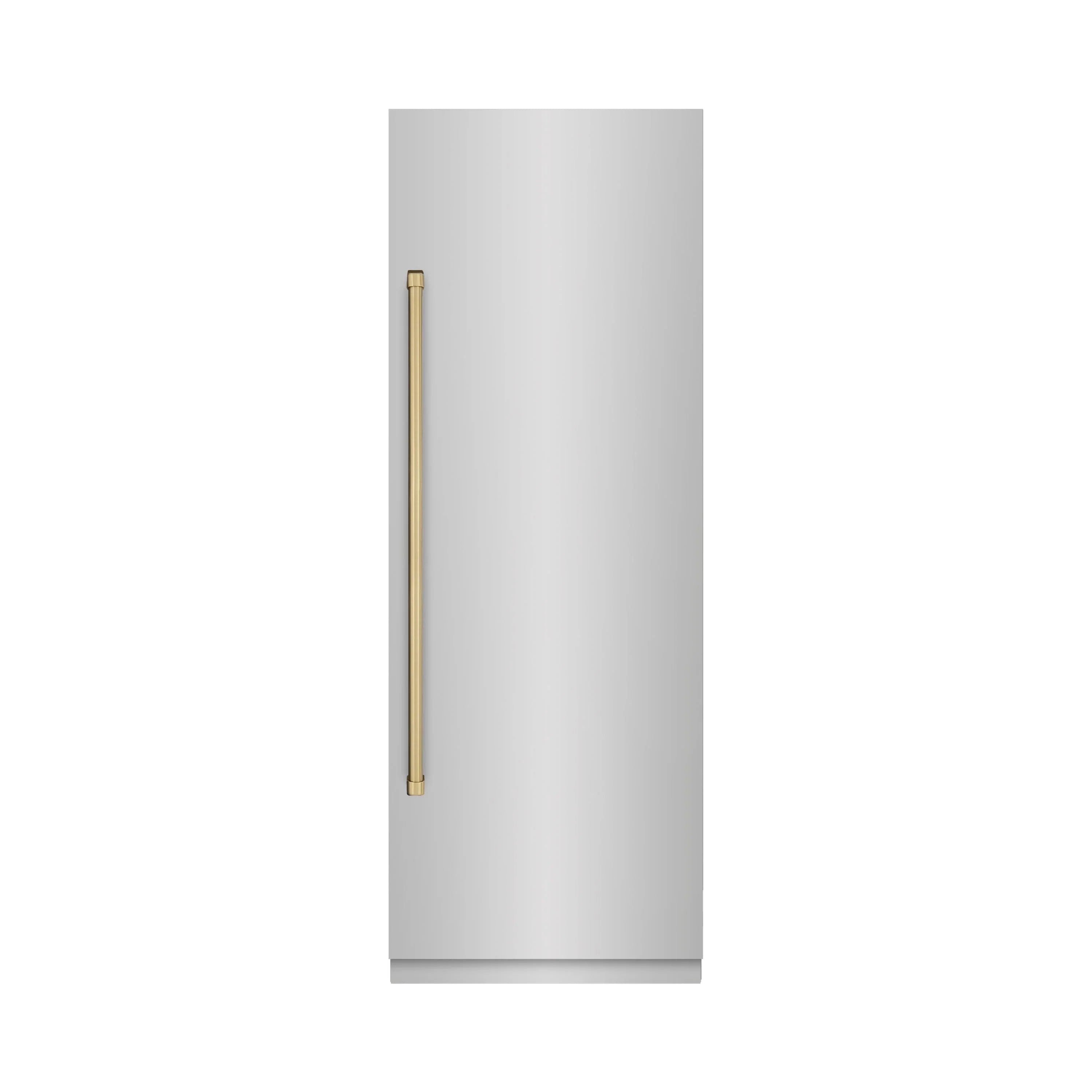 Stainless steel column refrigerator with champagne bronze vertical handle