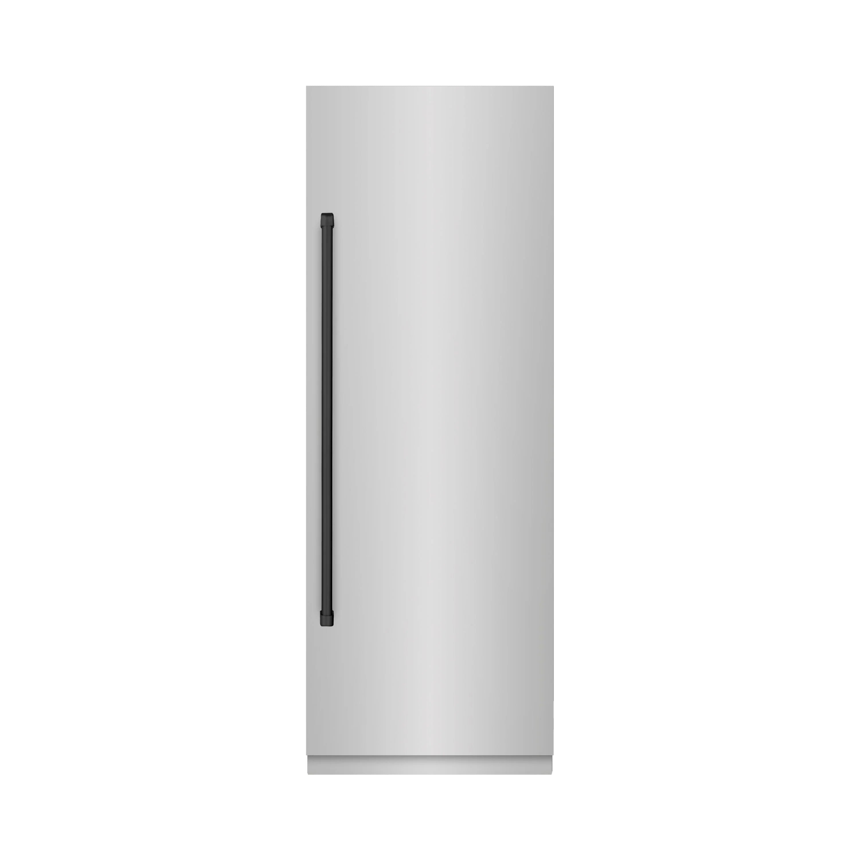 Stainless steel refrigerator door with vertical recessed handle