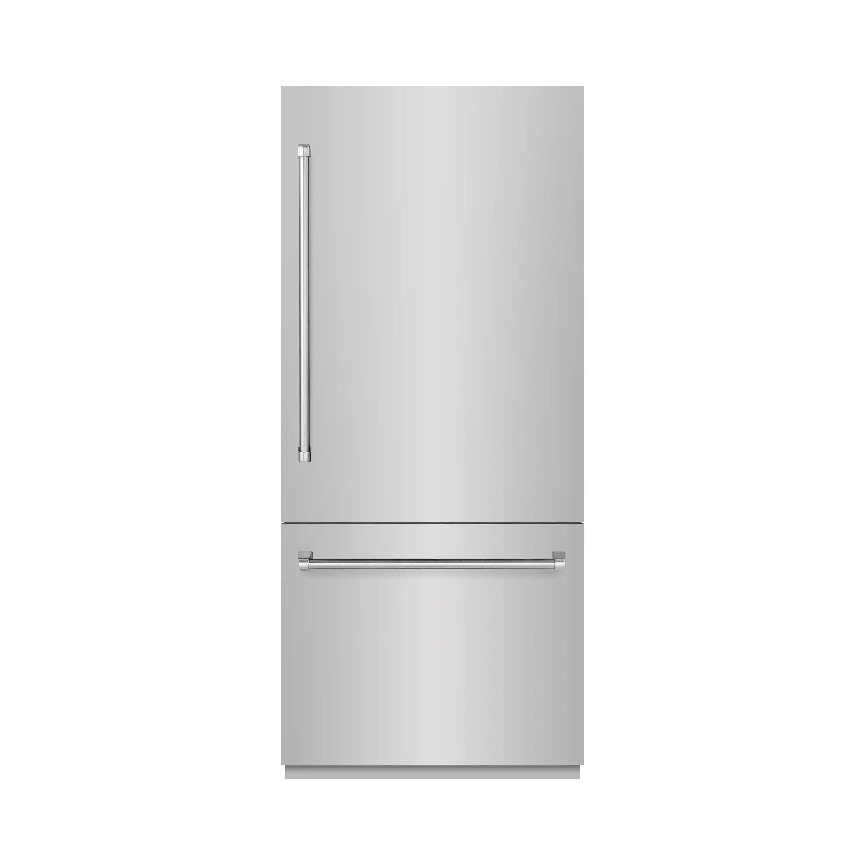 Built-in bottom freezer refrigerator, stainless steel doors with bottom drawer handle