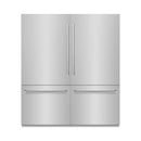 ZLINE 72-Inch 39.6 Cu. Ft. French Door Built-In Bottom Freezer Refrigerator with Water Dispensers and Ice Makers in Stainless Steel with Graphite Gray Interior (GRBIT-304-72)