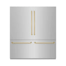 ZLINE Autograph Edition 72-Inch 39.6 Cu. Ft. French Door Built-In Bottom Freezer Refrigerator with Water Dispensers and Ice Makers in Stainless Steel with Graphite Gray Interior and Champagne Bronze Accents (GRBITZ-304-72CB)