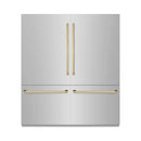 ZLINE Autograph Edition 72-Inch 39.6 Cu. Ft. French Door Built-In Bottom Freezer Refrigerator with Water Dispensers and Ice Makers in Stainless Steel with Graphite Gray Interior and Polished Gold Accents (GRBITZ-304-72G)
