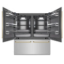 ZLINE Autograph Edition 72-Inch 39.6 Cu. Ft. French Door Built-In Bottom Freezer Refrigerator with Water Dispensers and Ice Makers in Stainless Steel with Graphite Gray Interior and Polished Gold Accents (GRBITZ-304-72G)