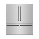 ZLINE Autograph Edition 72-Inch 39.6 Cu. Ft. French Door Built-In Bottom Freezer Refrigerator with Water Dispensers and Ice Makers in Stainless Steel with Graphite Gray Interior and Matte Black Accents (GRBITZ-304-72MB)