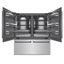ZLINE Autograph Edition 72-Inch 39.6 Cu. Ft. French Door Built-In Bottom Freezer Refrigerator with Water Dispensers and Ice Makers in Stainless Steel with Graphite Gray Interior and Matte Black Accents (GRBITZ-304-72MB)