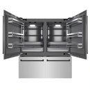 ZLINE Autograph Edition 72-Inch 39.6 Cu. Ft. French Door Built-In Bottom Freezer Refrigerator with Water Dispensers and Ice Makers in Stainless Steel with Graphite Gray Interior and Matte Black Accents (GRBITZ-304-72MB)