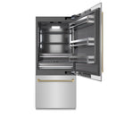 ZLINE Autograph 36-Inch Built-In Refrigerator w/ Gray Interior and Champagne Bronze Helix Handles (GRBITZ-30436KCB)
