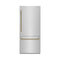 ZLINE Autograph 36-Inch Built-In Refrigerator w/ Gray Interior and Polished Gold Helix Handles (GRBITZ-30436KG)