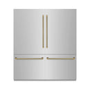 ZLINE Autograph 72-Inch Built-In Refrigerator w/ Gray Interior and Polished Gold Helix Handles (GRBITZ-30472KG)