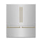 ZLINE Autograph 72-Inch Built-In Refrigerator w/ Gray Interior and Polished Gold Helix Handles (GRBITZ-30472KG)