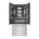 ZLINE Autograph Edition 36-Inch 19.6 Cu. Ft. French Door Built-In Bottom Freezer Refrigerator with Water Dispenser and Ice Maker in Stainless Steel with Graphite Gray Interior and Champagne Bronze Accents (GRBIVZ-304-36CB)