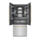 ZLINE Autograph Edition 36-Inch 19.6 Cu. Ft. French Door Built-In Bottom Freezer Refrigerator with Water Dispenser and Ice Maker in Stainless Steel with Graphite Gray Interior and Polished Gold Accents (GRBIVZ-304-36G)