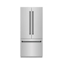 ZLINE Autograph Edition 36-Inch 19.6 Cu. Ft. French Door Built-In Bottom Freezer Refrigerator with Water Dispenser and Ice Maker in Stainless Steel with Graphite Gray Interior and Matte Black Accents (GRBIVZ-304-36MB)